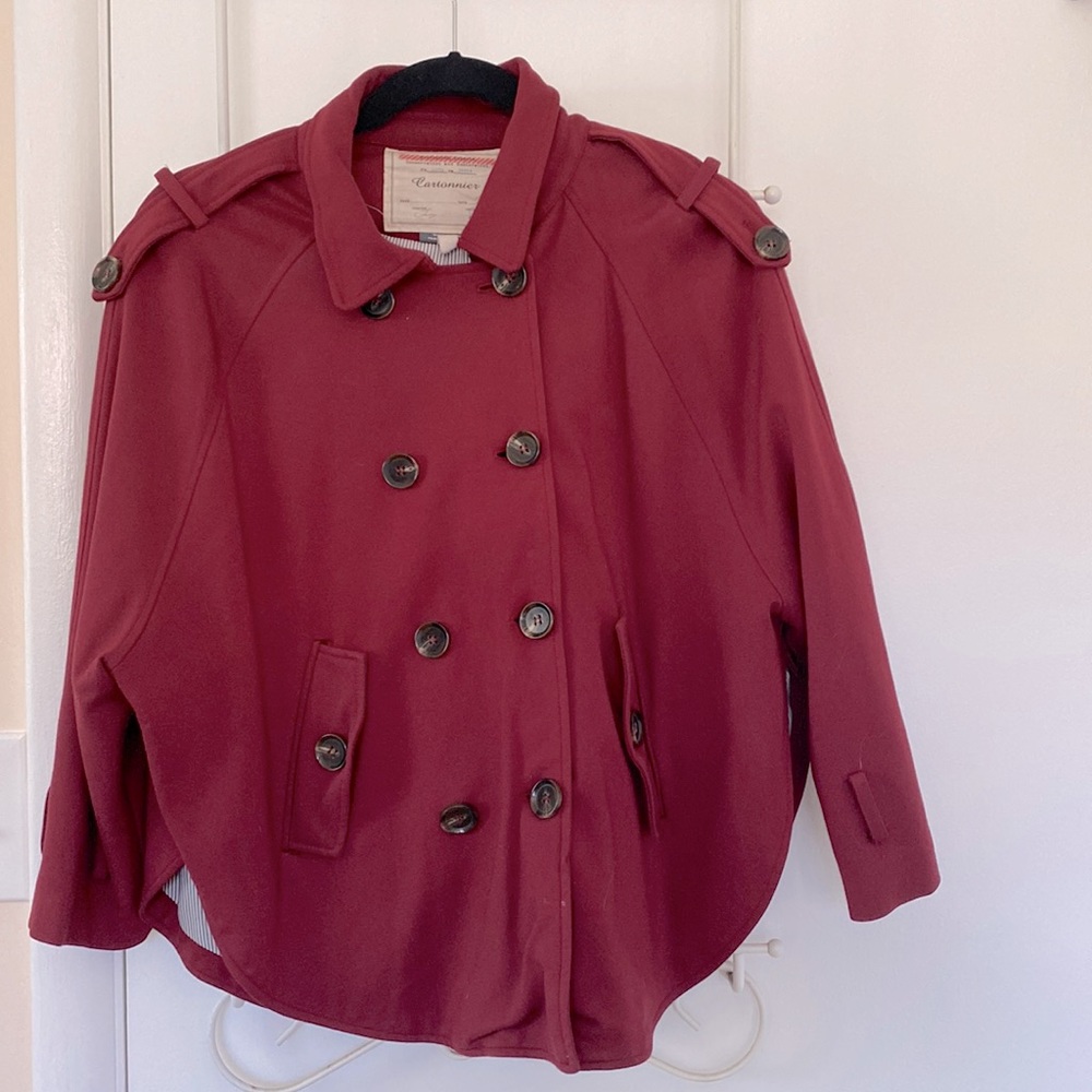 Anthropologie | Red 3/4 length crop jacket